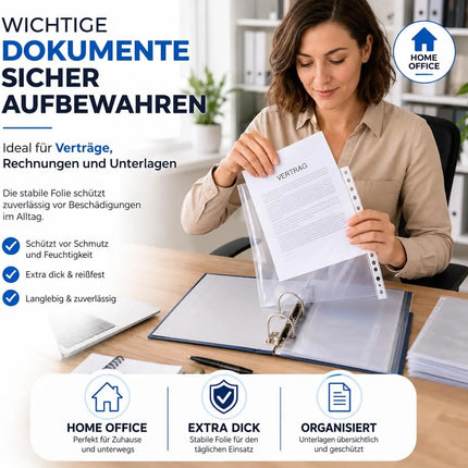 100x Premium Prospekthüllen Hefthülle transparent DIN A4 - Klarsichthüllen A4