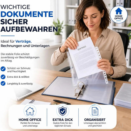 100x Premium Prospekthüllen Hefthülle transparent DIN A4 - Klarsichthüllen A4 – Detailansicht 3