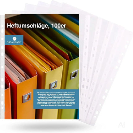 100x Prospekthüllen A4 zum Abheften Hefthüllen Klarsichthüllen mit Lochung transparente
