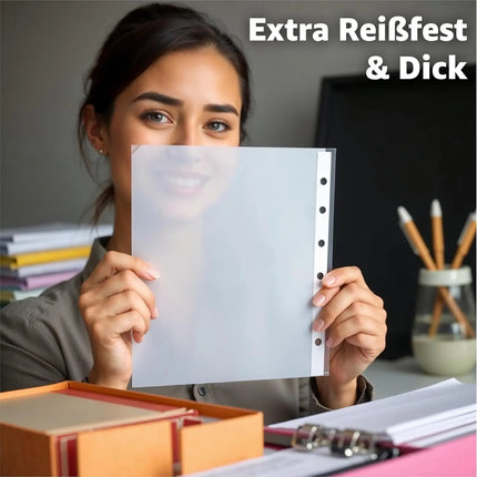 100x Prospekthüllen A4 zum Abheften Hefthüllen Klarsichthüllen mit Lochung transparente Folienhüllen