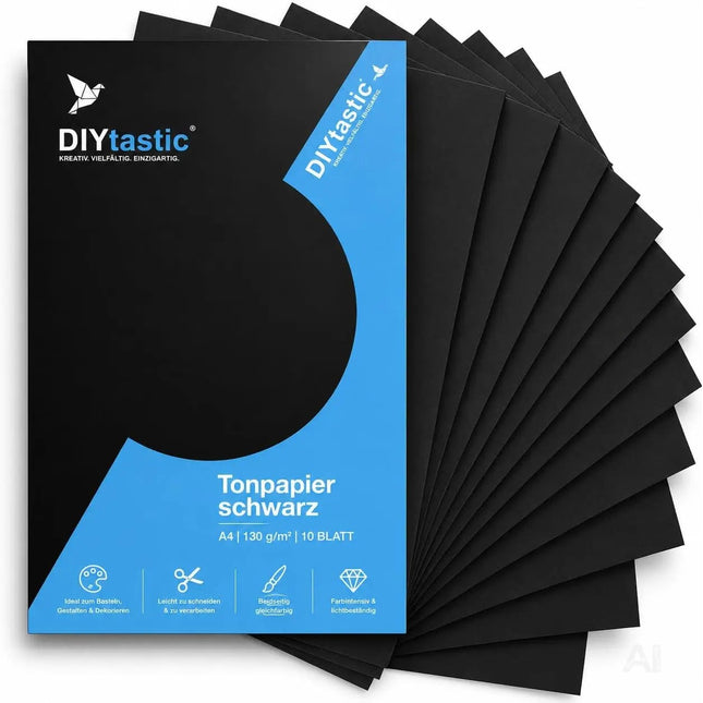 100x Tonpapier Schwarz DIN A4 220 g/m² – Bastelpapier & Tonkarton für Drucker, Schule, Büro und Kreativprojekte (100x Tonpapier Schwarz)