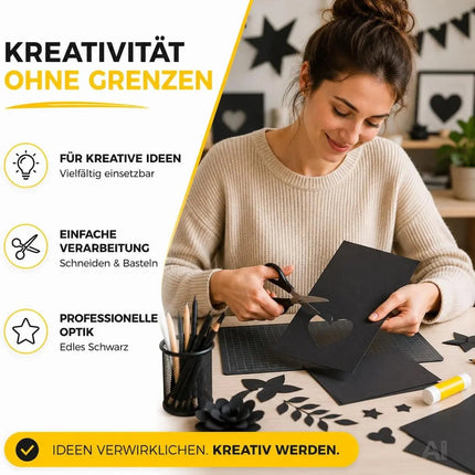 100x Tonpapier Schwarz DIN A4 220 g/m² – Bastelpapier & Tonkarton für Drucker, Schule, Büro – Verpackung 2