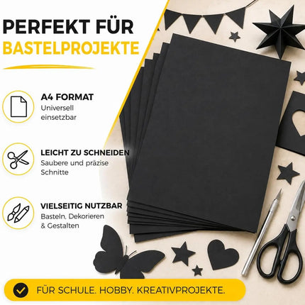 100x Tonpapier Schwarz DIN A4 220 g/m² – Bastelpapier & Tonkarton für Drucker, Schule, Büro und Kreativprojekte (100x Tonpapier Schwarz)