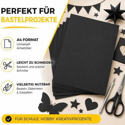 100x Tonpapier Schwarz DIN A4 220 g/m² – Bastelpapier & Tonkarton für Drucker, Schule, Büro – Verpackung 5