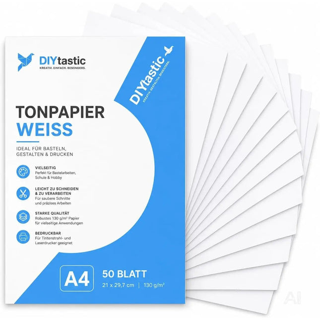 100x Tonpapier Weiß DIN A4 220 g/m² – Bastelpapier & Tonkarton für Drucker, Schule, Büro und Kreativprojekte (100x Tonpapier Weiß)