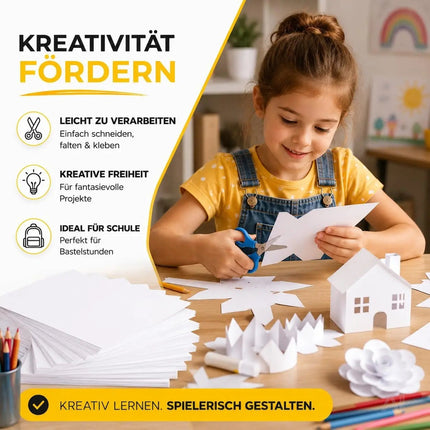 100x Tonpapier Weiß DIN A4 220 g/m² – Bastelpapier & Tonkarton für Drucker, Schule, Büro und Kreativprojekte (100x Tonpapier Weiß)