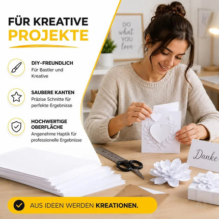 100x Tonpapier Weiß DIN A4 220 g/m² – Bastelpapier & Tonkarton für Drucker, Schule, Büro und Kreativprojekte (100x Tonpapier Weiß)