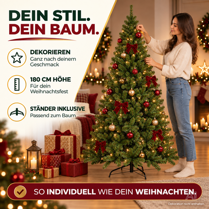 Tannenbaum künstlich 180 cm - Weihnachtsbaum grün - naturgetreue Nordmanntanne