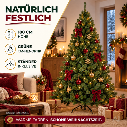 Künstlicher Weihnachtsbaum Tannenbaum grün künstlich 180 cm täuschend naturgetreuer Tannenbaum (PREMIUM)