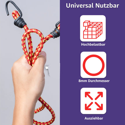 10x Allzweck Expander & Gepäckspanner Set in versch. Längen für Camping & Auto & Fahrrad - Spanngurte & Spanngummi