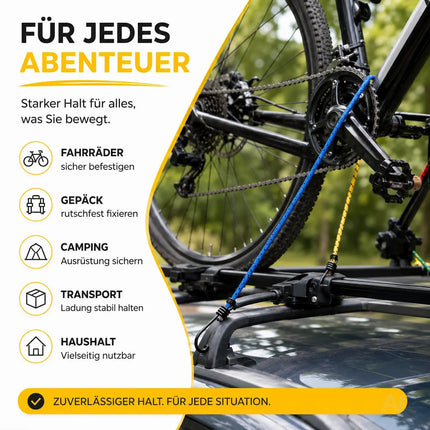10x Allzweck-Expander & Gepäckspanner Set in versch. Längen für Camping & Auto & Fahrrad - Spanngurte & Spanngummi