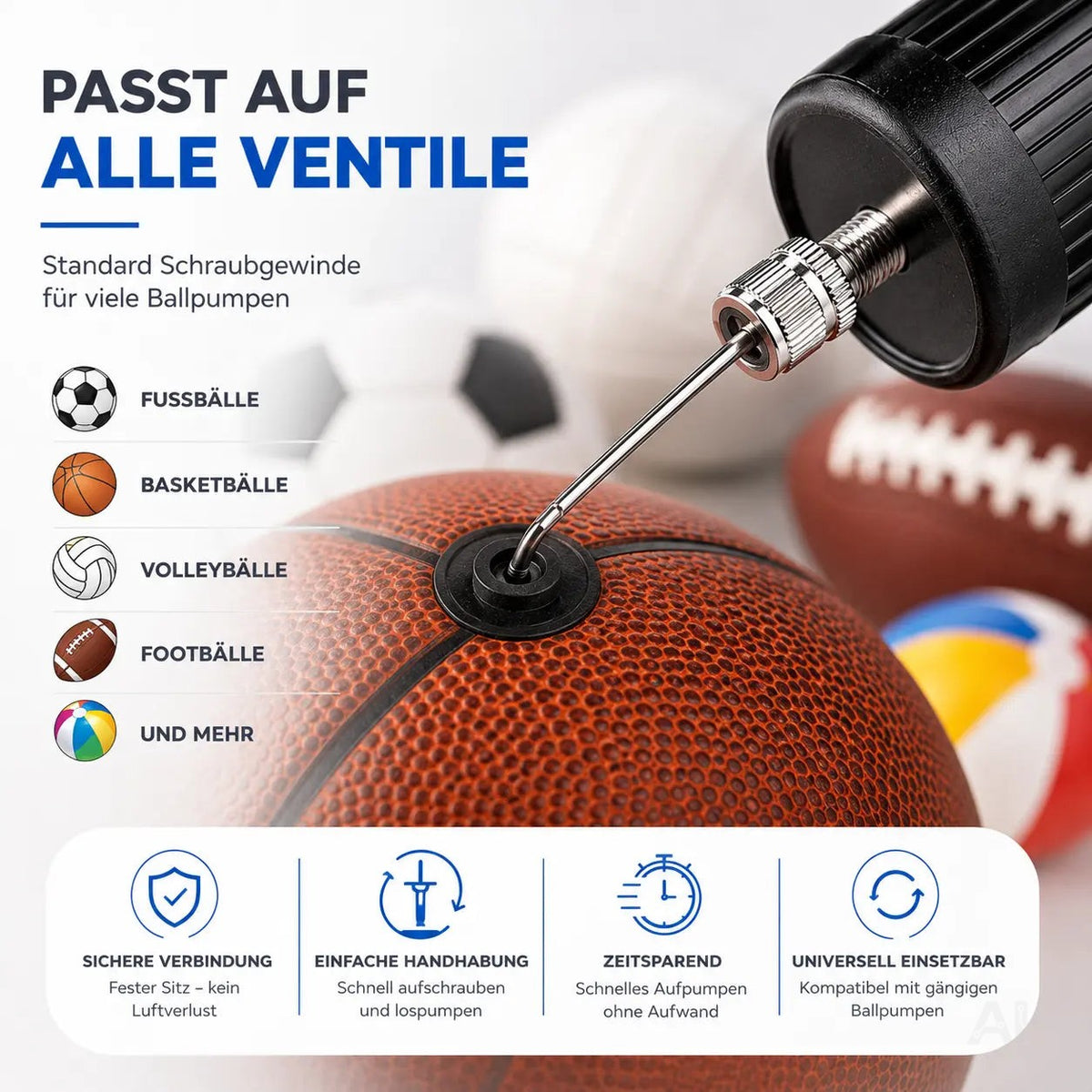 10x Ballnadeln Schraubgewinde Ventilnadeln- alle Bälle - Ballpumpe Adapter Nadeln Ballnadeln Ersatznadeln