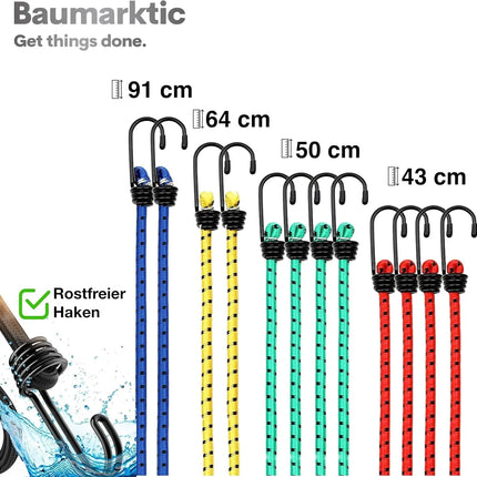 10x Expander & Gepäckspanner - Gummiseile mit Haken zur Befestigung - div. Längen - für Motorrad, Möbel, Auto, Fahrrad - extra starker Haken - Autozubehör