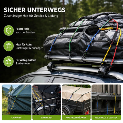 10x Expander & Gepäckspanner - Gummiseile mit Haken zur Befestigung