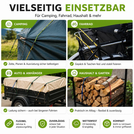 10x Expander & Gepäckspanner - Gummiseile mit Haken zur Befestigung