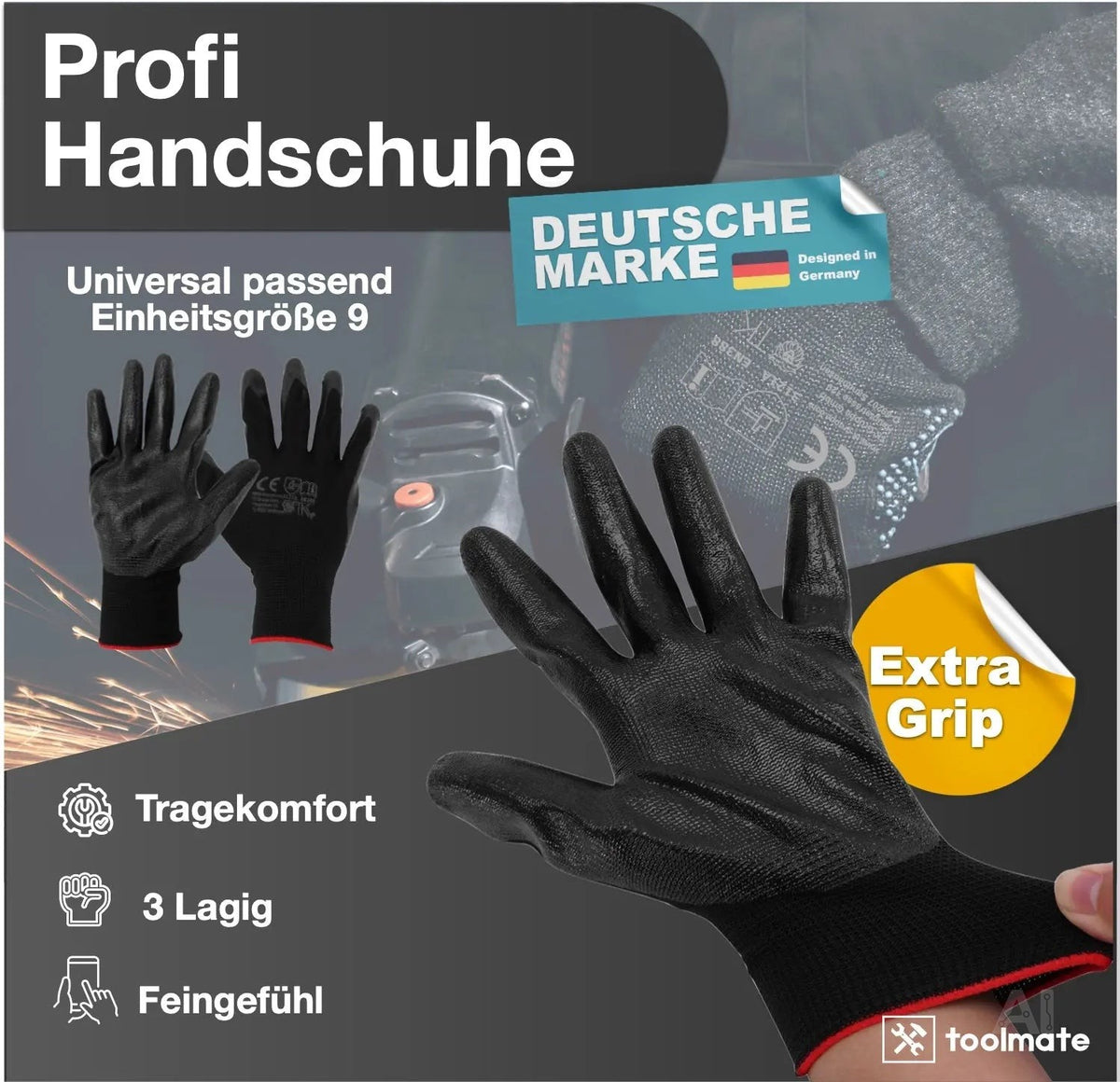 10x Paar Arbeitshandschuhe - Gartenhandschuhe Einheitsgröße 7-11