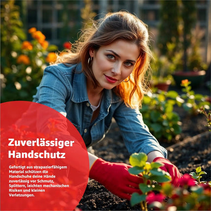 10x Paar Arbeitshandschuhe rot - Gartenhandschuhe für Herren & Damen EN388