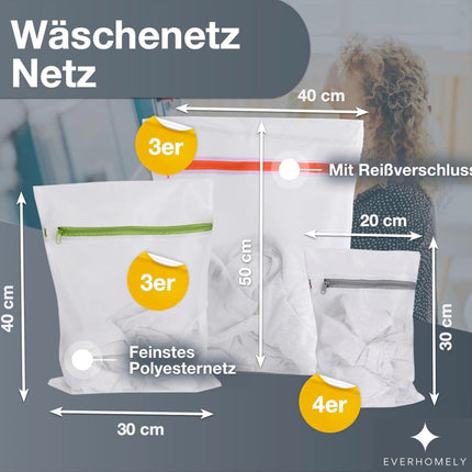 10x Premium Wäschenetz Set - Netz für Waschmaschine- Wäschesack