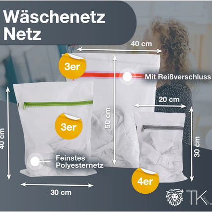 10x Premium Wäschenetz Set - Netz für Waschmaschine- Wäschesack