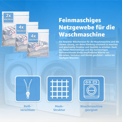 10x Premium Wäschenetz Set - Netz für Waschmaschine- Wäschesack