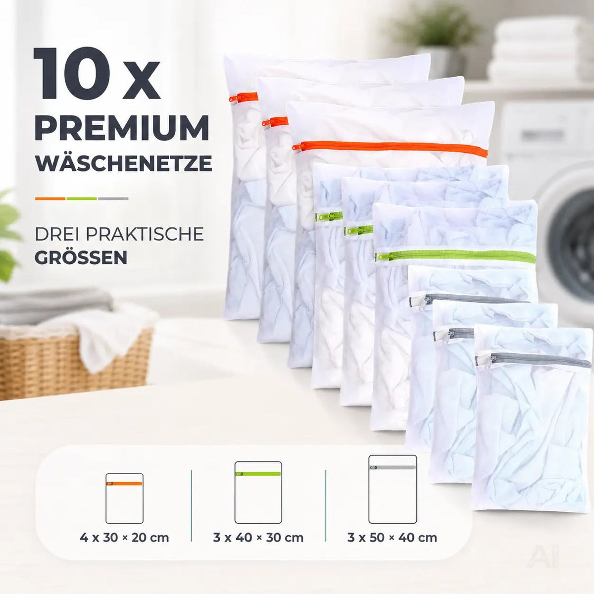 10x Premium Wäschenetz Set - Netz für Waschmaschine- Wäschesack – Detailansicht 3