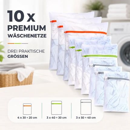 10x Premium Wäschenetz Set - Netz für Waschmaschine- Wäschesack