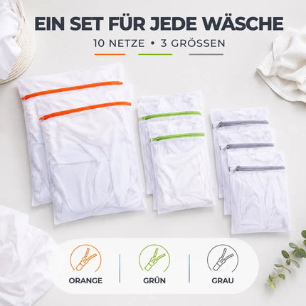 10x Premium Wäschenetz Set - Netz für Waschmaschine- Wäschesack