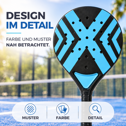 2er Padel Set für Erwachsene – Padelschläger mit Meshtasche, Padel Rackets für Anfänger & Fortgeschrittene, Freizeit & Training (Blau & Weiß)