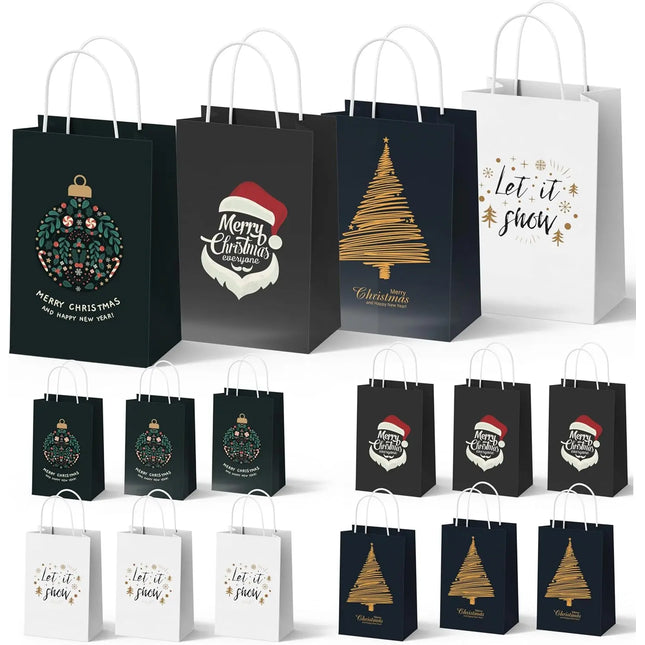 12 XXL Geschenktaschen Geschenktüten für Weihnachten: Große Weihnachtstüten ideal für Präsente & Geschenke Weihnachtstaschen