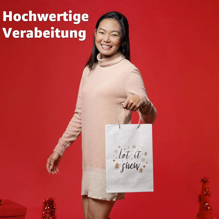 12 XXL Geschenktaschen Geschenktüten für Weihnachten: Große Weihnachtstüten ideal für Präsente & Geschenke Weihnachtstaschen