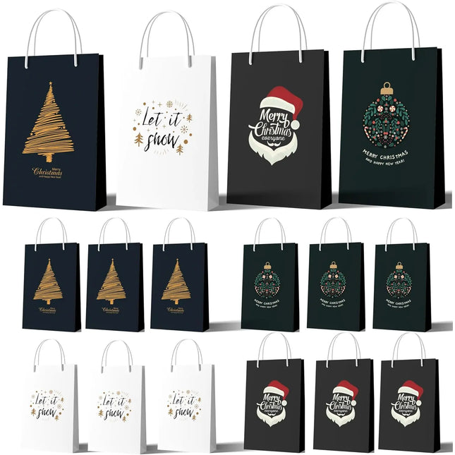 12 XXL Weihnachtstaschen Geschenktaschen Geschenktüten für Weihnachten: Weihnachtstüten ideal für Geschenkverpackungen für Geschenke