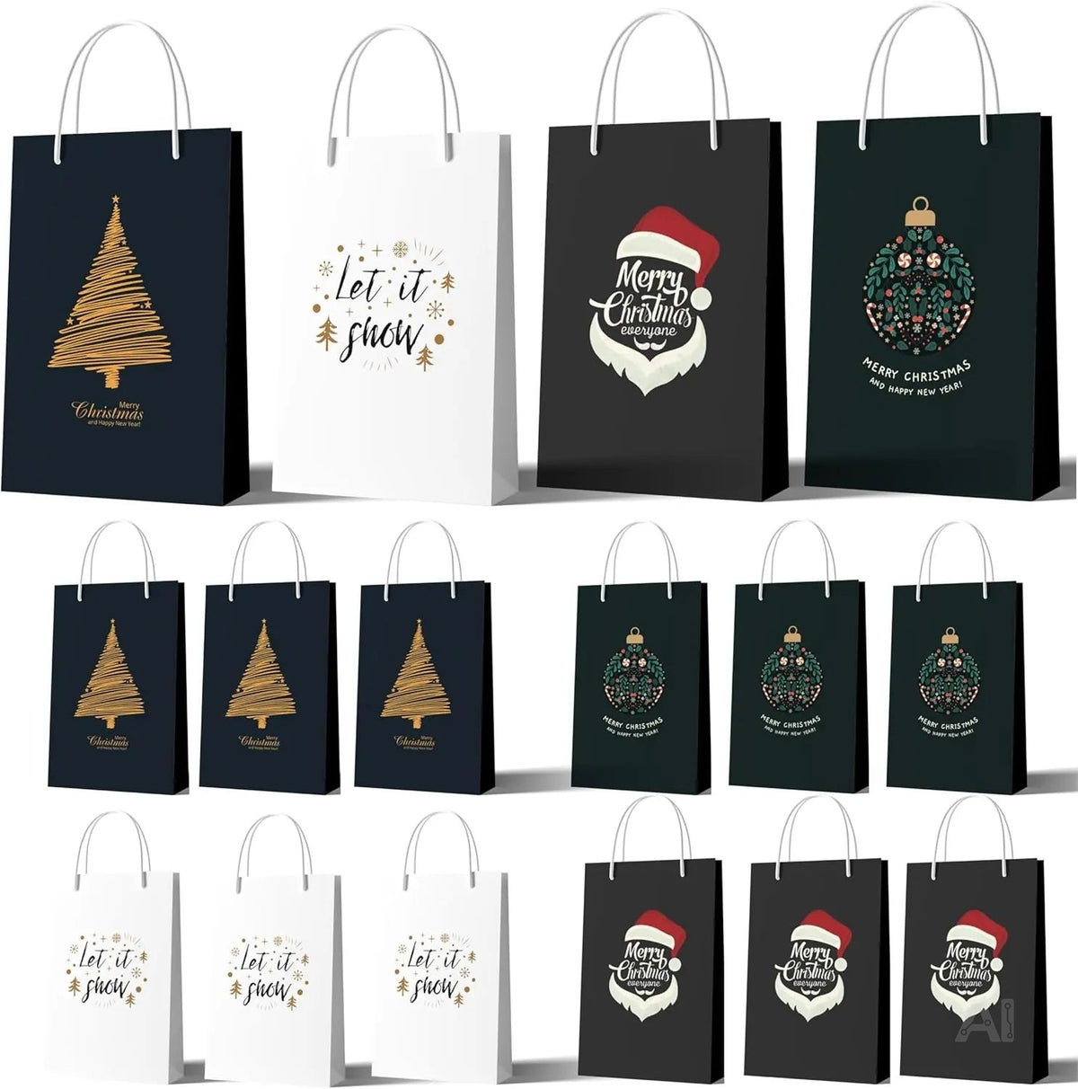 12 XXL Weihnachtstaschen Geschenktaschen für einzigartige Geschenke
