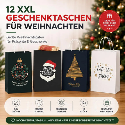 12 XXL Weihnachtstaschen Geschenktaschen für einzigartige Geschenke