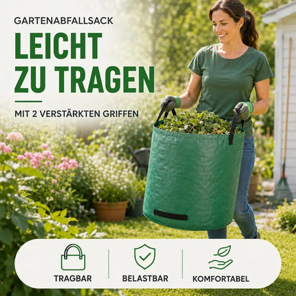 120 Liter Gartenabfallsack groß & reißfest – 150 GSM Laubsack aus Polypropylen – Gartensack für Laub, Rasenschnitt & Grünschnitt (120 Liter)