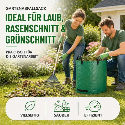 120 Liter Gartenabfallsack groß & reißfest – 150 GSM Laubsack aus Polypropylen – Gartensack für Laub, Rasenschnitt & Grünschnitt (120 Liter)