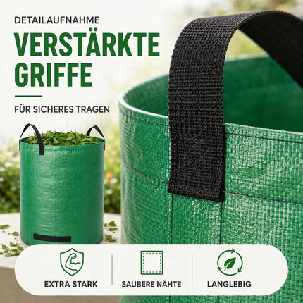 120 Liter Gartenabfallsack groß & reißfest – 150 GSM Laubsack aus Polypropylen – Gartensack für Laub, Rasenschnitt & Grünschnitt (120 Liter)