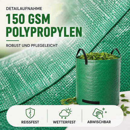 120 Liter Gartenabfallsack groß & reißfest – 150 GSM Laubsack aus Polypropylen – Gartensack für Laub, Rasenschnitt & Grünschnitt (120 Liter)