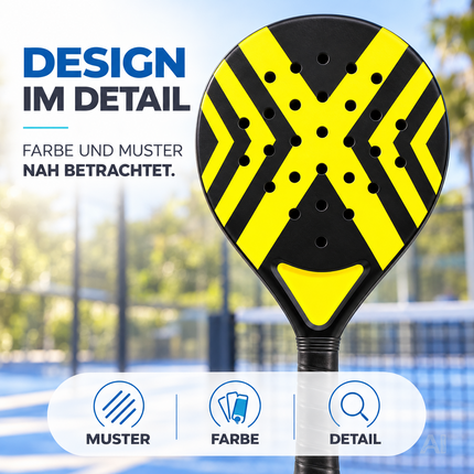 2er Padel Set für Erwachsene – Padelschläger mit Meshtasche, Padel Rackets für Anfänger & Fortgeschrittene, Freizeit & Training (Gelb & Pink)