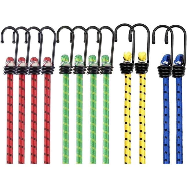 12x Expander & Gepäckspanner - Gummiseile mit Haken zur Befestigung - div. Längen - für Motorrad, Möbel, Auto, Fahrrad - extra starker Haken - Autozubehör