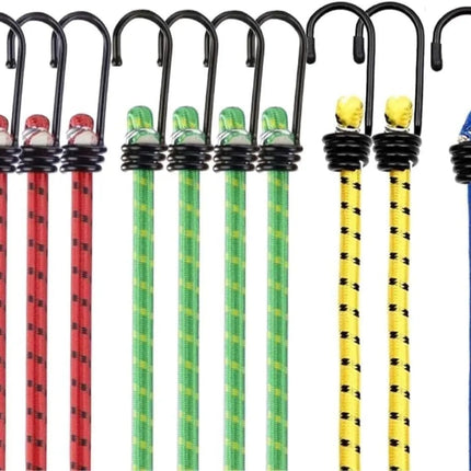 12x Expander & Gepäckspanner - Gummiseile mit Haken zur Befestigung - div. Längen - für Motorrad, Möbel, Auto, Fahrrad - extra starker Haken - Autozubehör