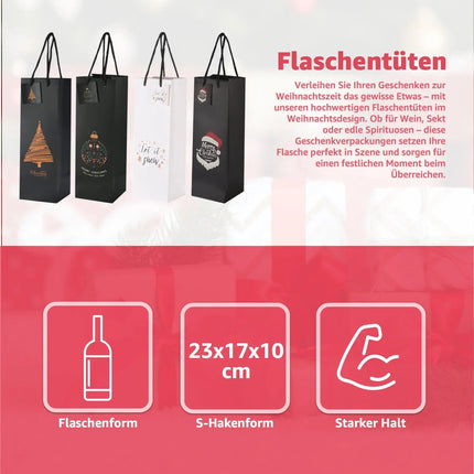 12x Flaschentüten & Weihnachtstaschen für Weihnachten - Bottle Bag - Weintragetaschen