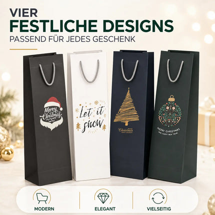 12x Flaschentüten & Weihnachtstaschen für Weihnachten - Bottle Bag - Weintragetaschen