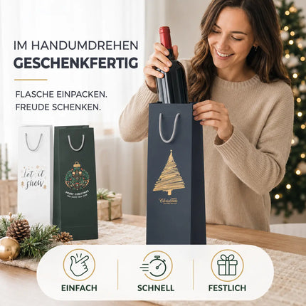 12x Flaschentüten & Weihnachtstaschen für Weihnachten - Bottle Bag - Weintragetaschen