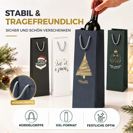 12x Flaschentüten & Weihnachtstaschen für Weihnachten - Bottle Bag - Weintragetaschen