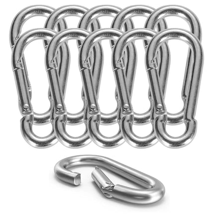 12x Karabinerhaken Set - 55 mm - Schnapphaken & Karabiner klein aus Aluminium