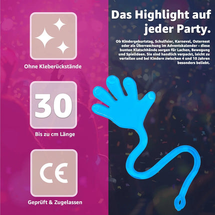 12x Klatschhand Kinder Bunte Glibberhand Mitgebsel - Giveaway -