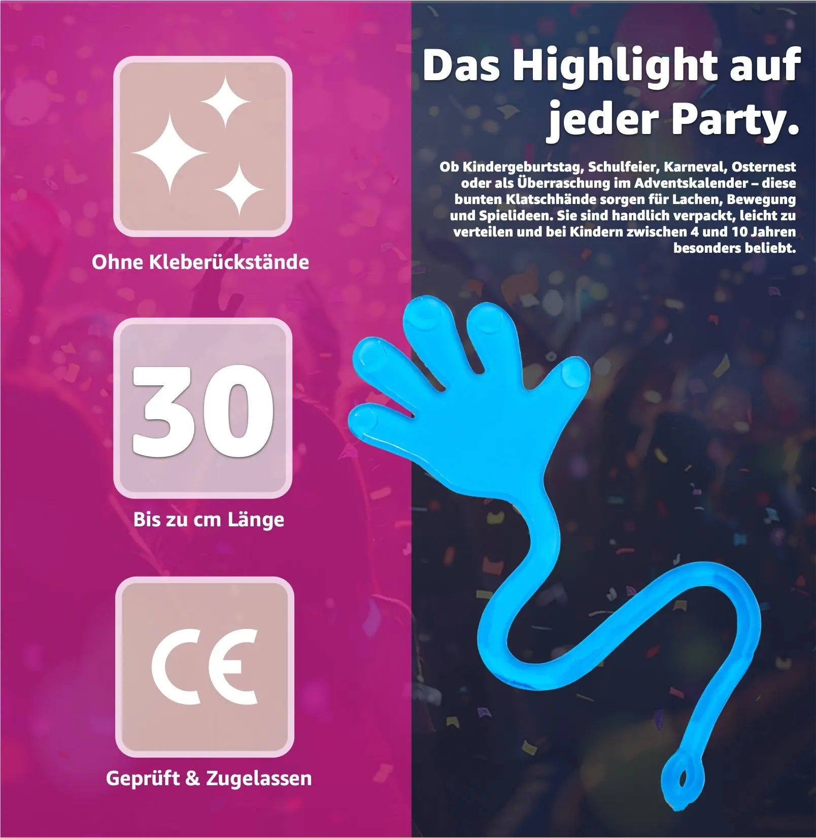 Glibber Hand 12x Klatschhand Kinder Bunte Glibberhand Mitgebsel - Giveaway - - TK ...