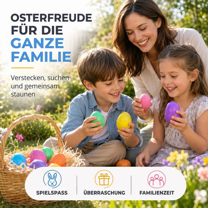 12x Ostereier zum befüllen - Bunte 6 cm Plastikeier Kunststoffeier Überraschungseier zum Öffnen – Detailansicht 4