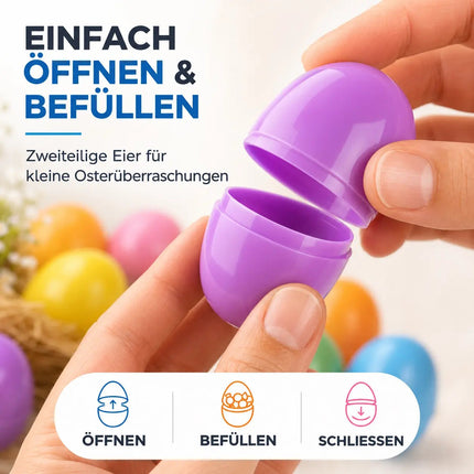12x Ostereier zum befüllen - Bunte 6 cm Plastikeier Kunststoffeier Überraschungseier zum Öffnen – Detailansicht 5