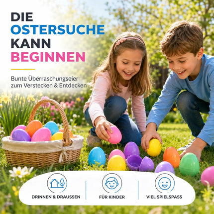 12x Ostereier zum befüllen - Bunte 6 cm Plastikeier Kunststoffeier Überraschungseier zum Öffnen – Detailansicht 6